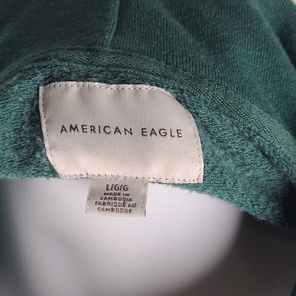 American Eagle Outfitters Women's Green Fleece Full Zip Casual Hoodie Size L - Picture 9 of 10